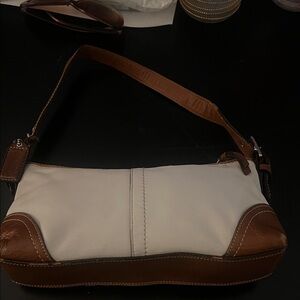 Coach White and Brown Shoulder Bag